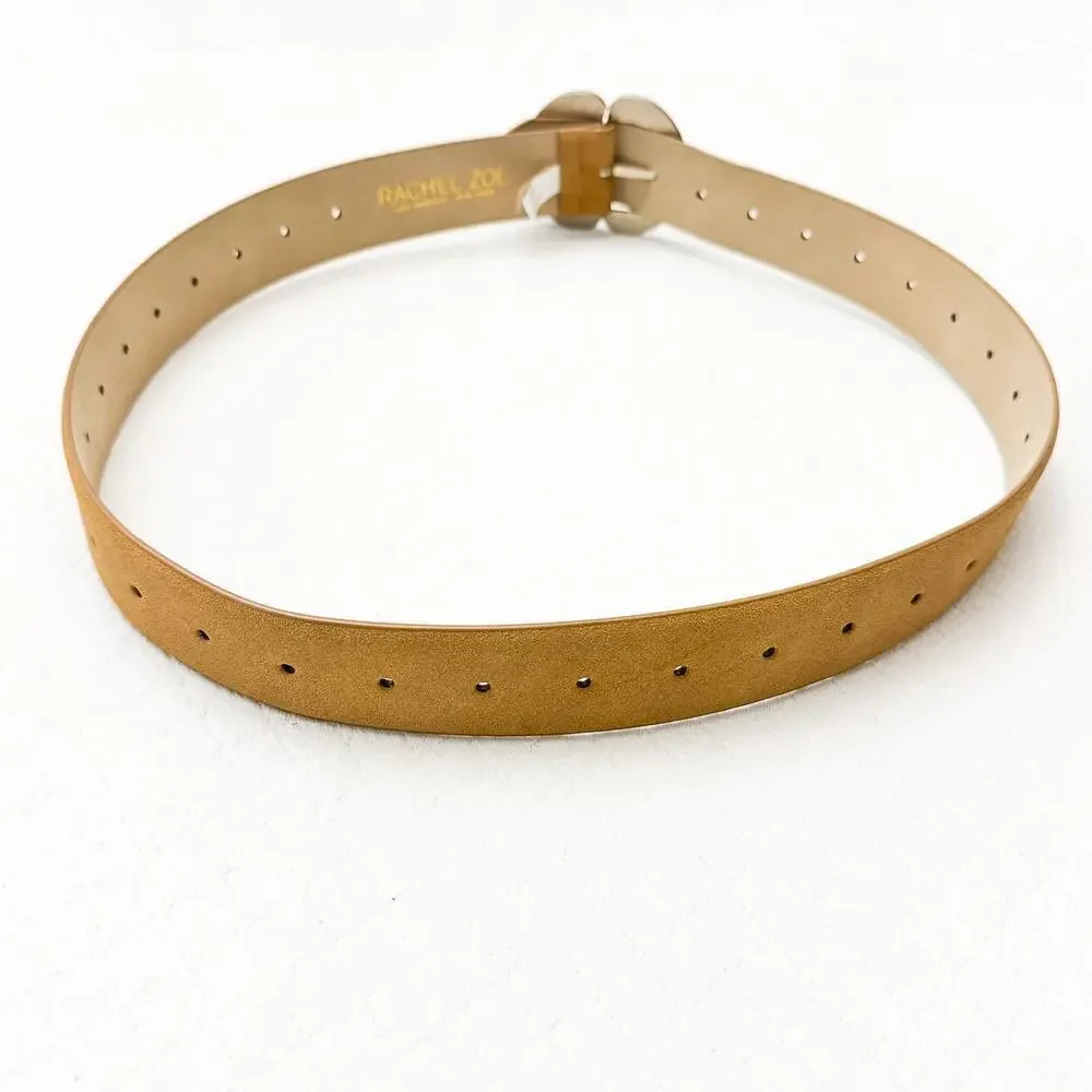 Rachel Zoe Cream Suede Leather Belt Silver Buckle Size M NWT